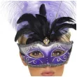 maska wenecka z pioropuszem fioletowo biala smiffys