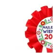 nagroda w konkursie na dozynki gminne kotylion najlepszy wieniec 2025 bialo czerwony przypinka