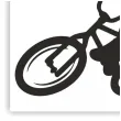 naklejka samochodowa rower z rowerzysta 13 x 12 cm czarna