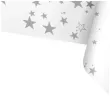 obrus foliowy gwiazdki bialo srebrny partypal 137 x 274 cm