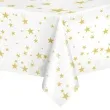 obrus foliowy gwiazdki bialo zloty partypal 137 x 274 cm