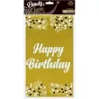 obrus foliowy happy birthday gwiazdki zloto bialy godan 183 x 137 cm