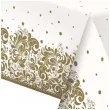 obrus papierowy gold ornament bialy zloty maki 180 x 120 cm
