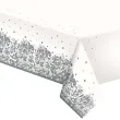 obrus papierowy silver ornament bialy srebrny maki 180 x 120 cm
