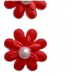 ozdoba materialowa kwiaty z krysztalkiem czerwony titanum 40 mm 6 szt