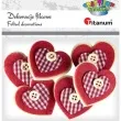 ozdoba serduszko filcowe z guzikiem titanum 6 szt