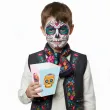 papierowe pudelka na popcorn na halloween dia de los muertos 4 szt