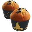 papilotki na muffinki czarownica i kot halloween czarno zloty congee 6 szt
