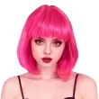 peruka damska na karnawal bob rozowe neonowe proste wlosy z grzywka retro cyberpunk