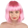 peruka damska na karnawal bob rozowe neonowe proste wlosy z grzywka retro cyberpunk