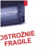pieczatka z napisem ostroznie fragile z kieliszkiem czerwona 38 x 14 mm
