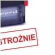 pieczatka z napisem ostroznie ramka czerwona 38 x 14 mm