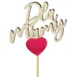 pik ozdobny dla mamy z magentowym sercem 24 cm