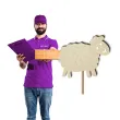 pik ozdobny owieczka w lokach drewno 23 cm