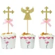 piker aniolki i krzyze zloty brokat rozowe jix 13 5 cm 12 szt