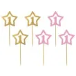 pikery 1 urodziny gwiazda extra rozowo zlote 6 szt