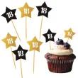pikery 18 urodziny gwiazdki zloto czarne 6 szt