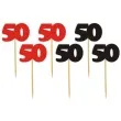 pikery 50 urodziny classic czerwono czarne 6 szt