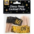 pikery 80 urodziny classy party czarno zlote 50 szt pd party