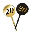 pikery akrylowe cyfra 20 urodziny zloto czarne 6 szt