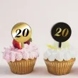 pikery akrylowe cyfra 20 urodziny zloto czarne 6 szt