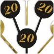 pikery akrylowe cyfra 20 urodziny zloto czarne 6 szt
