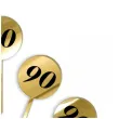 pikery akrylowe cyfra 90 urodziny zloty lustrzany 6 szt