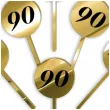 pikery akrylowe cyfra 90 urodziny zloty lustrzany 6 szt