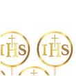 pikery komunia swieta ihs z krzyzem bialo zloty partypal 6 szt