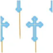 pikery krzyz blekitny 9 cm 6 szt