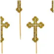 pikery krzyz zlote brokatowe 9 cm 6 szt