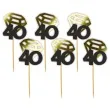 pikery liczba 40 z diamentem zlote metalik 6 szt