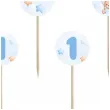 pikery misie z balonikami na roczek blekitny congee 6 szt
