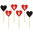 pikery serca love czerwono czarne 6 szt