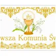 plakat komunia ihs pierwsza komunia swieta z kielichem i ornamentem deco mariage 60x25 cm