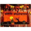 plakat nawiedzony dom happy halloween congee 70x30 cm
