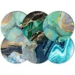 podkladki drewniane marmur turkus mix 6 szt