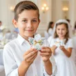 podziekowanie dla gosci komunia chrzest pudeleczka na slodycze wizytowki aniol eukaliptus