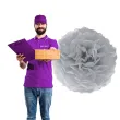 pompon bibulowy classic szaro srebrny partypal 15 cm