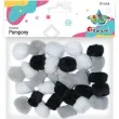 pompony pluszowe akrylowe szaro czarne titanum 25 mm 30 szt