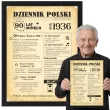 prezent na 90 urodziny dziewiecdziesiatke kartka plakat gazeta w ramce dziennik polski 1936