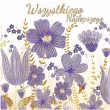 prezent na urodziny imieniny kartka okolicznosciowa z koperta fioletowe kwiaty 15x15 cm