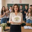 prezent na zakonczenie roku szkolnego etykieta na czekoladki merci dla nauczyciela drzewo