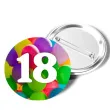 przypinka 18 urodziny okragla kolor mix 56 mm
