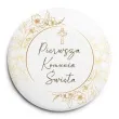 przypinka komunia swieta gold line glamour okragla 56 mm