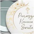przypinka komunia swieta gold line glamour okragla 56 mm