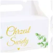 pudelko na ciasto chrzest swiety listki bialy dekolo 10 szt