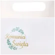 pudelko na ciasto komunia swieta eukaliptus w ramce bialo zloty czakos 10 szt