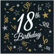 serwetki 18th birthday 18 urodziny czarne godan 33 x 33 cm 20 szt