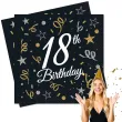serwetki 18th birthday 18 urodziny czarne godan 33 x 33 cm 20 szt